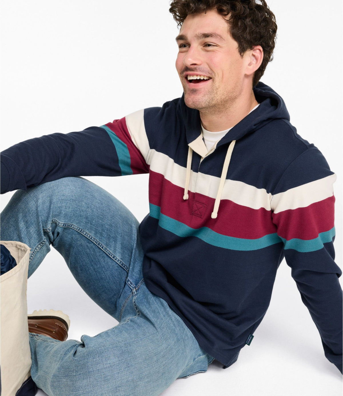 L.L.Bean Men's Bean's Vintage Soft Rugby Hoodie Bordeaux