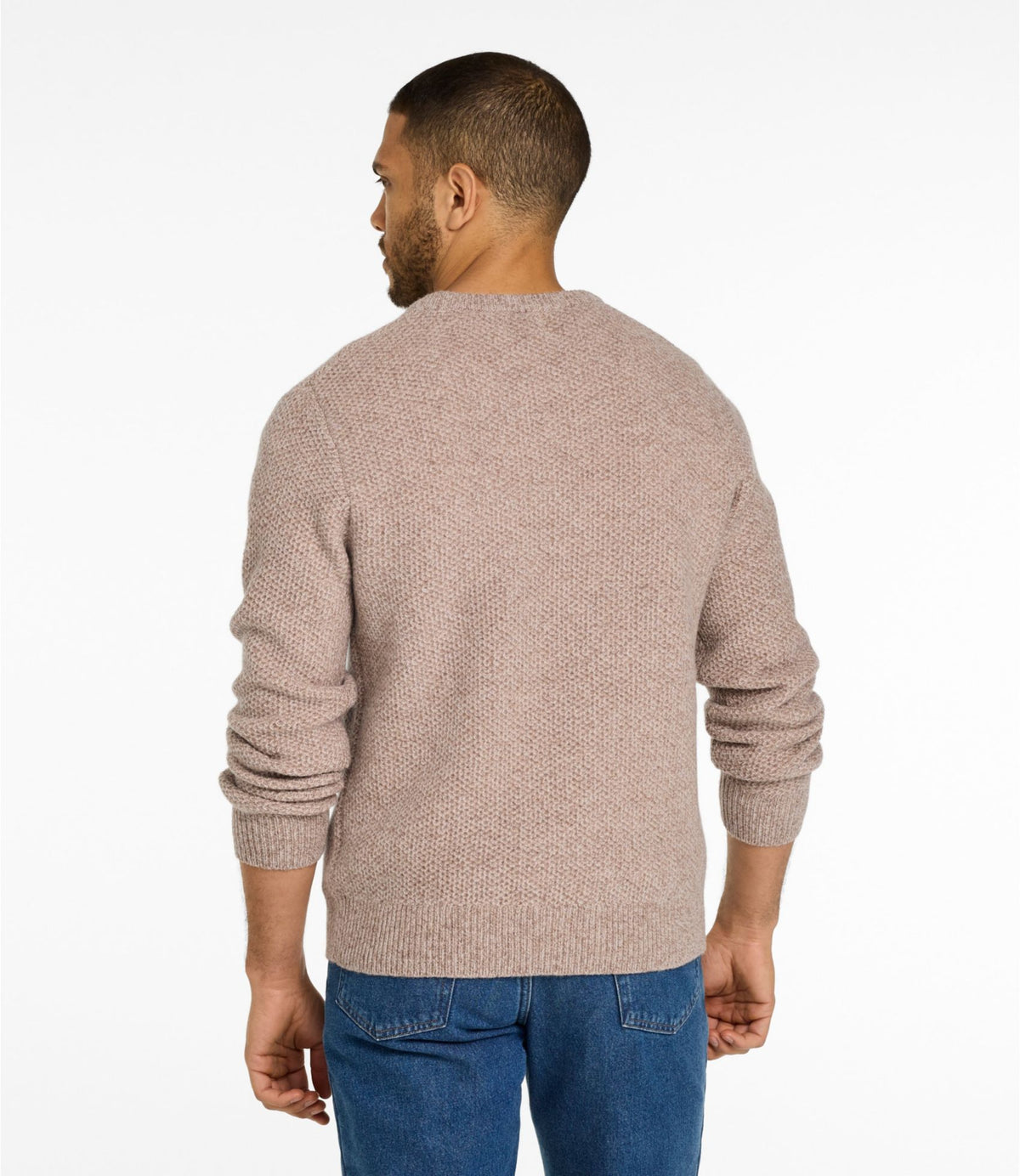 L.L.Bean Men's Heritage Honeycomb Sweater, Crewneck Dark Bronze Heather
