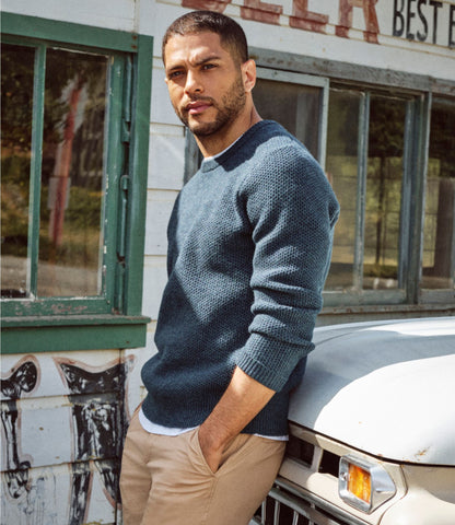 L.L.Bean Men's Heritage Honeycomb Sweater, Crewneck Dark Bronze Heather