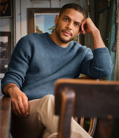 L.L.Bean Men's Heritage Honeycomb Sweater, Crewneck Dark Bronze Heather