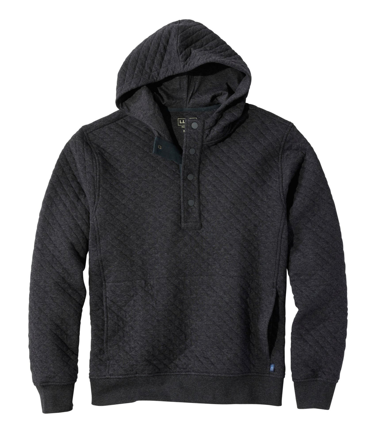 L.L.Bean Men's Bean's Quilted Snap Hoodie Dark Charcoal Heather
