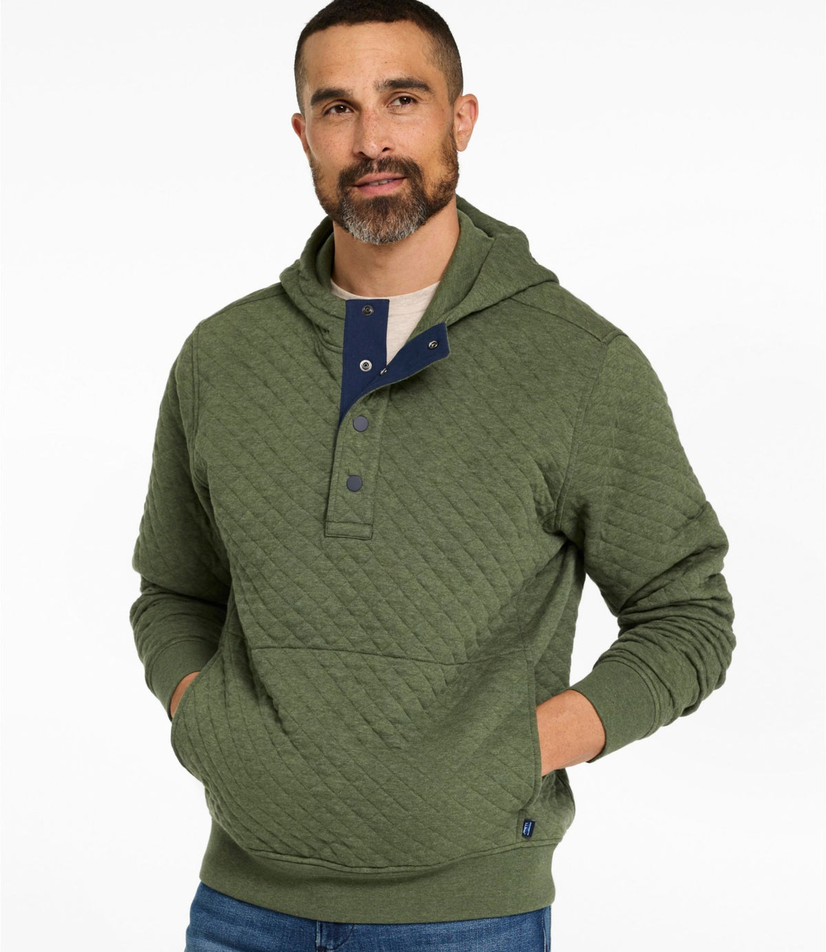 L.L.Bean Men's Bean's Quilted Snap Hoodie Dark Charcoal Heather