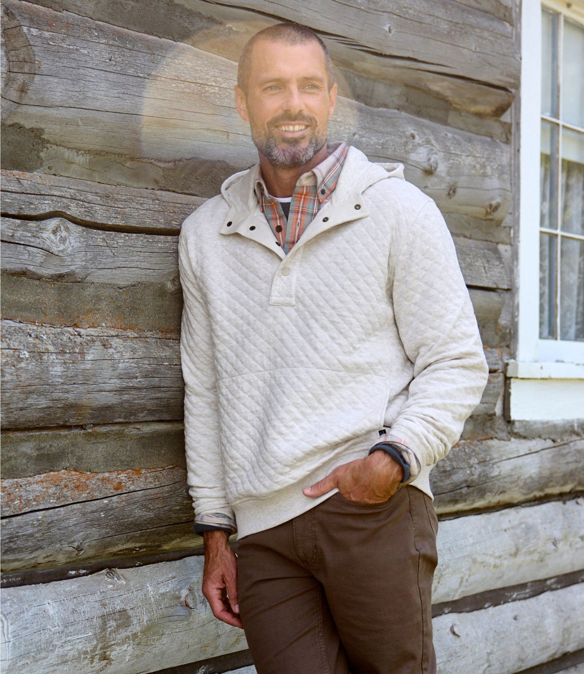 L.L.Bean Men's Bean's Quilted Snap Hoodie Dark Charcoal Heather