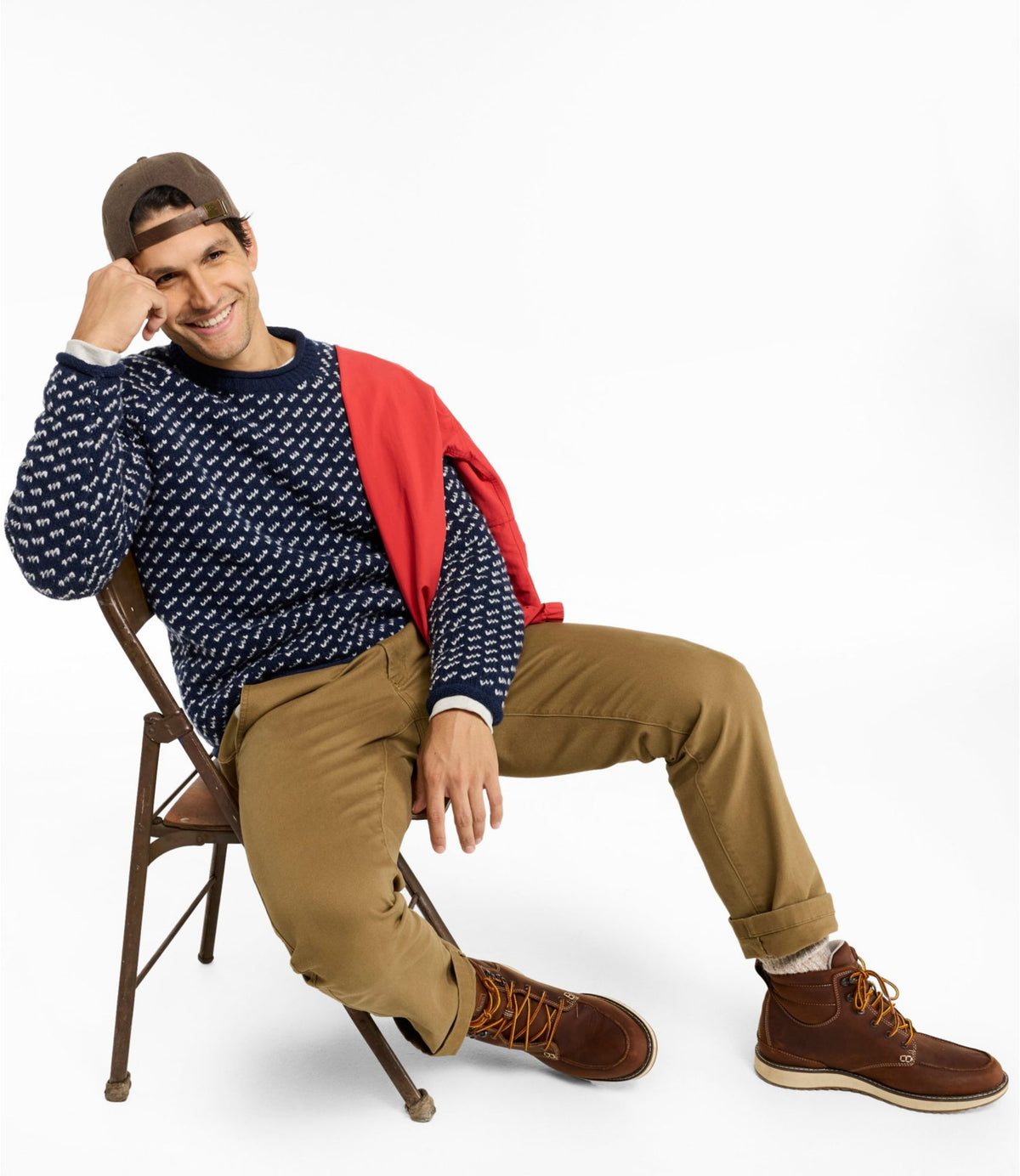 L.L.Bean Men's Bean's Classic Ragg Wool Sweater, Rollneck, Birds'-Eye Classic Navy/Light Gray Heather