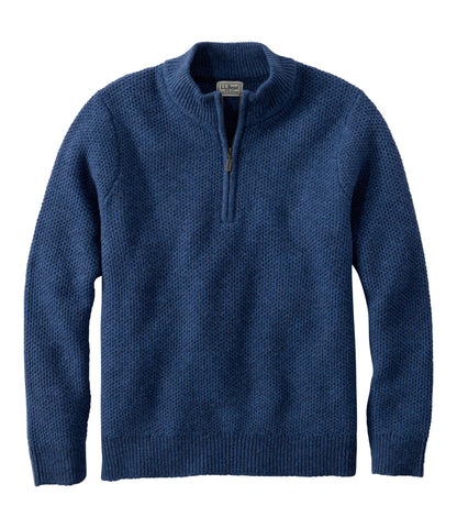 L.L.Bean Men's Heritage Honeycomb Sweater, Quarter-Zip Deep Blue Heather
