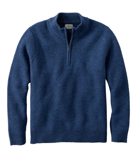 L.L.Bean Men's Heritage Honeycomb Sweater, Quarter-Zip Deep Blue Heather