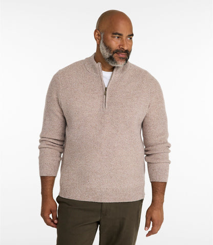 L.L.Bean Men's Heritage Honeycomb Sweater, Quarter-Zip Deep Blue Heather