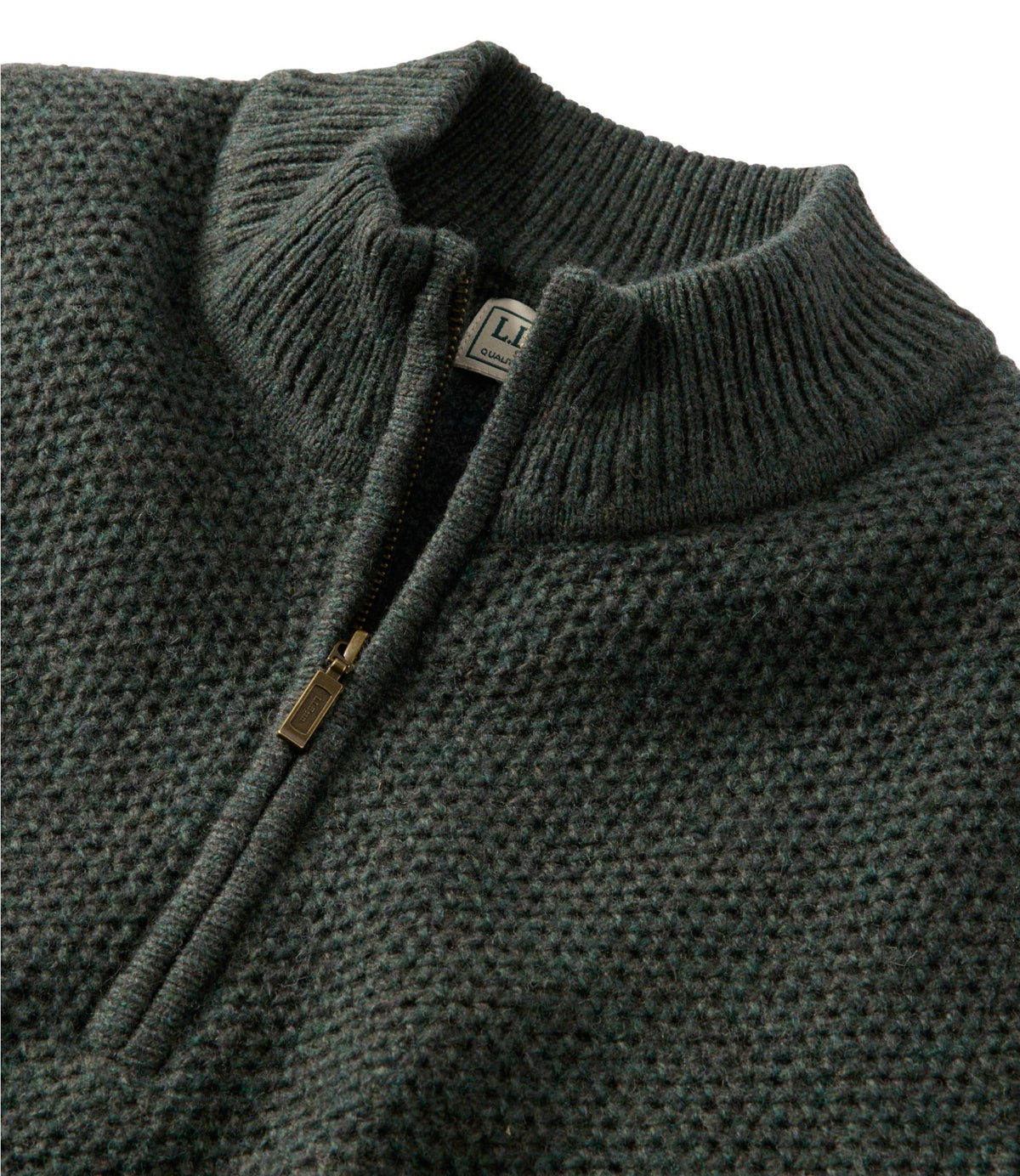 L.L.Bean Men's Heritage Honeycomb Sweater, Quarter-Zip Deep Blue Heather