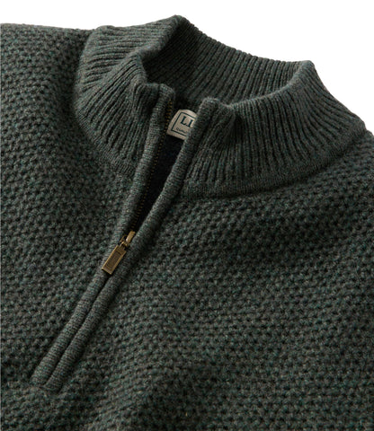 L.L.Bean Men's Heritage Honeycomb Sweater, Quarter-Zip Deep Blue Heather