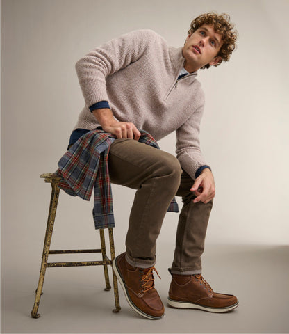 L.L.Bean Men's Heritage Honeycomb Sweater, Quarter-Zip Deep Blue Heather