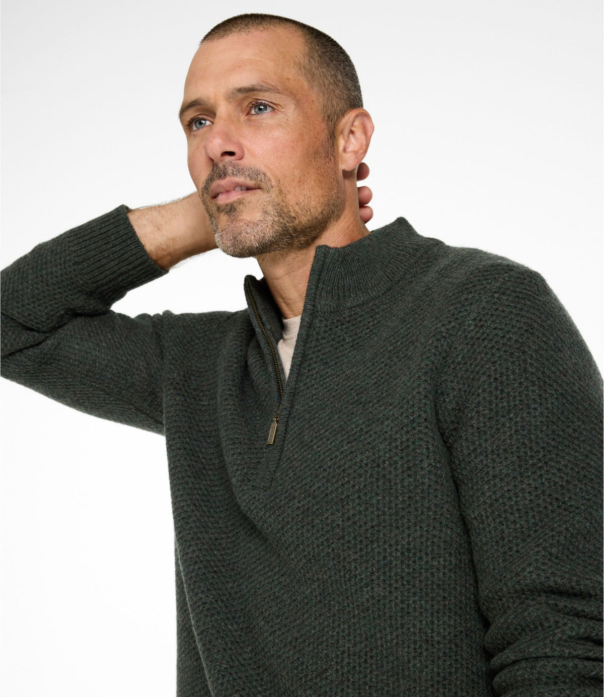 L.L.Bean Men's Heritage Honeycomb Sweater, Quarter-Zip Deep Blue Heather