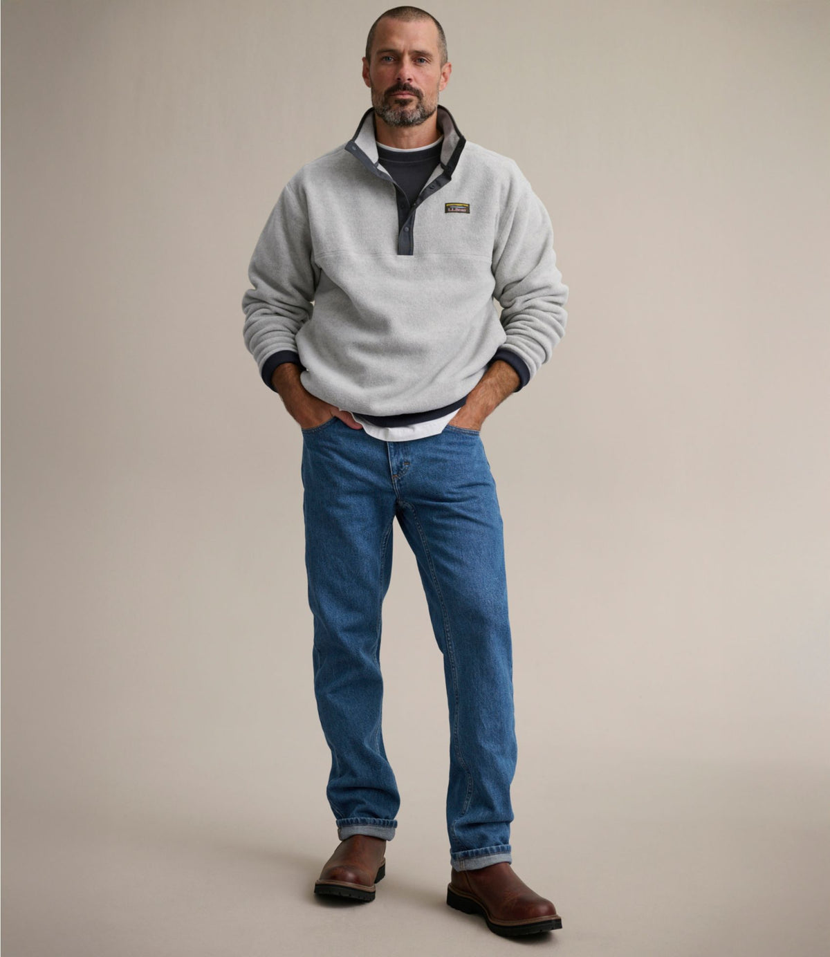 L.L.Bean Men's Mountain Classic Fleece Pullover Clay Heather