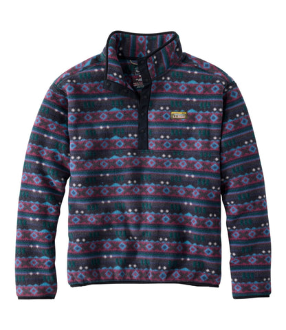 L.L.Bean Men's Mountain Classic Fleece Pullover, Print Dark Black Retro Diamond
