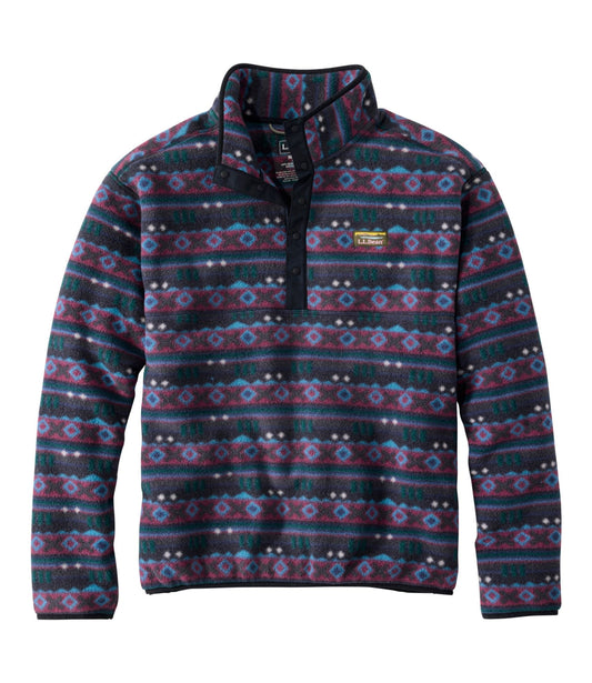 L.L.Bean Men's Mountain Classic Fleece Pullover, Print Dark Black Retro Diamond