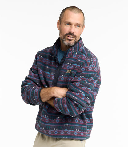 L.L.Bean Men's Mountain Classic Fleece Pullover, Print Dark Black Retro Diamond