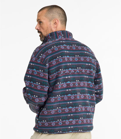 L.L.Bean Men's Mountain Classic Fleece Pullover, Print Dark Black Retro Diamond