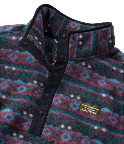 L.L.Bean Men's Mountain Classic Fleece Pullover, Print Dark Black Retro Diamond
