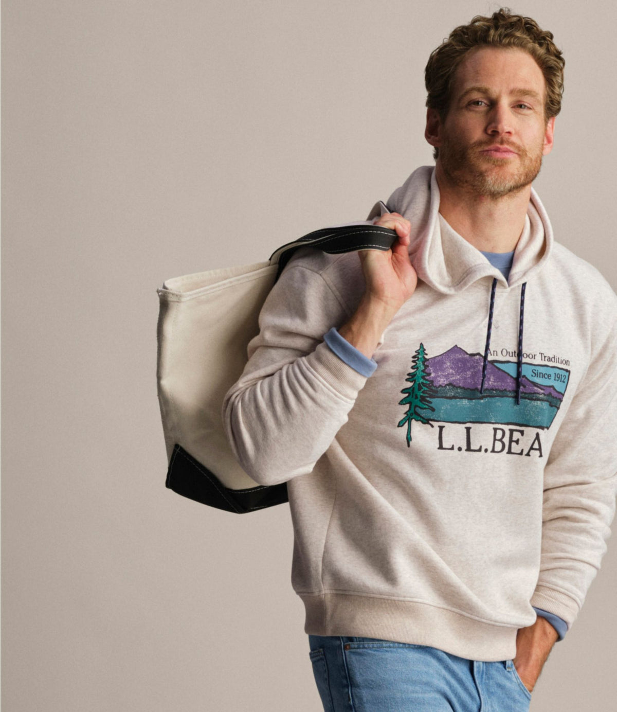 L.L.Bean Men's Mountain Classic Hoodie Classic Navy Katahdin Logo