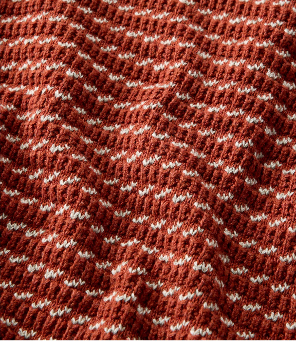 L.L.Bean Men's Organic Cotton Waffle Sweater, Quarter Zip, Bird's-Eye Red Ochre Birdseye