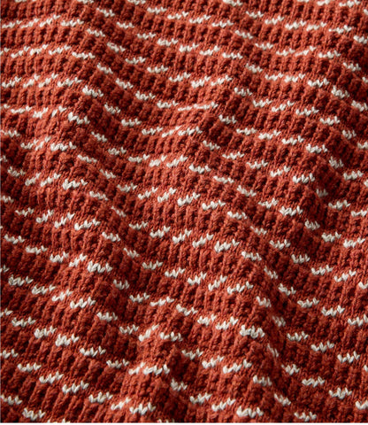 L.L.Bean Men's Organic Cotton Waffle Sweater, Quarter Zip, Bird's-Eye Red Ochre Birdseye