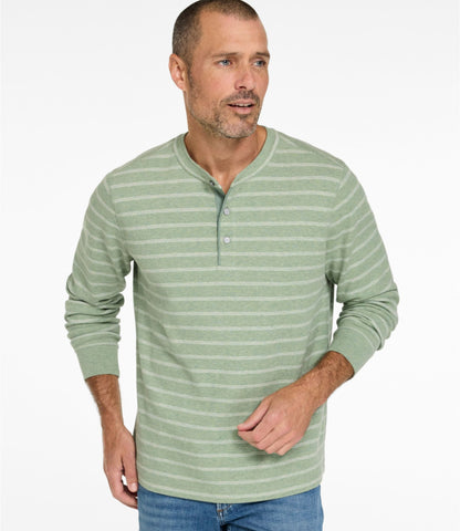 L.L.Bean Men's Bean's Vintage Soft Knit Henley, Stripe Faded Sage Stripe