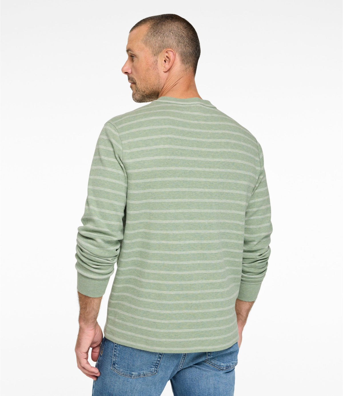 L.L.Bean Men's Bean's Vintage Soft Knit Henley, Stripe Faded Sage Stripe