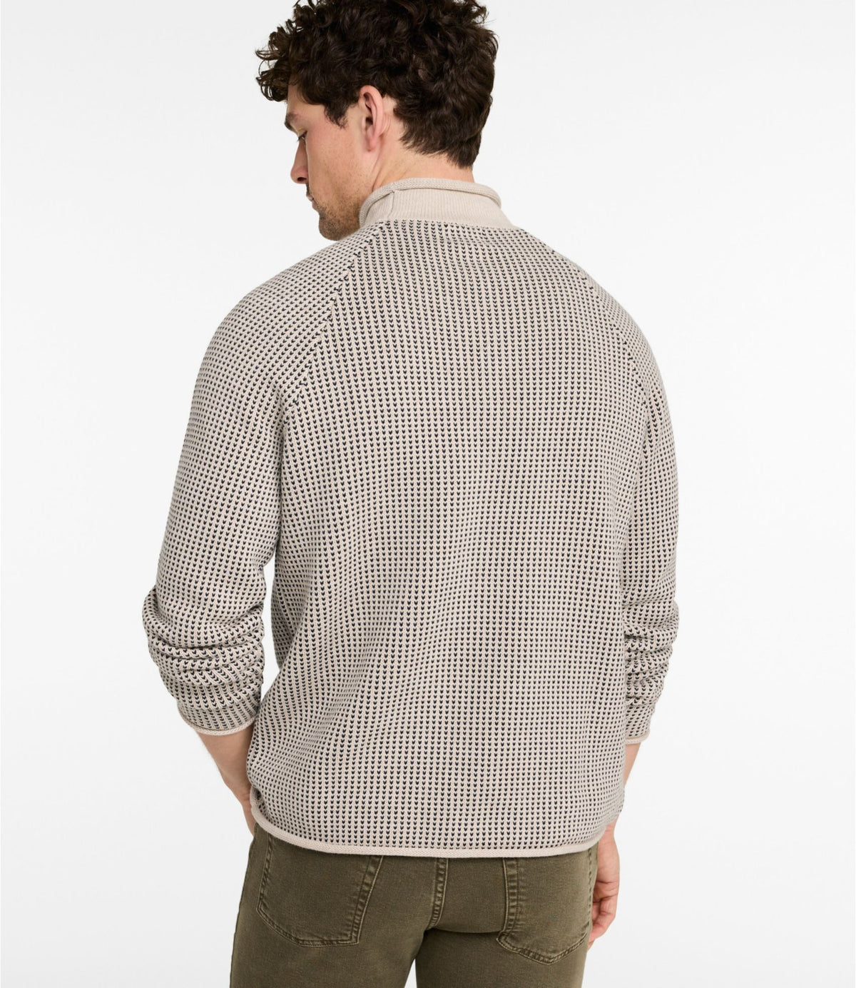 L.L.Bean Men's The Original Double L® Rollneck Sweater, Bird's-Eye Oatmeal Birdseye