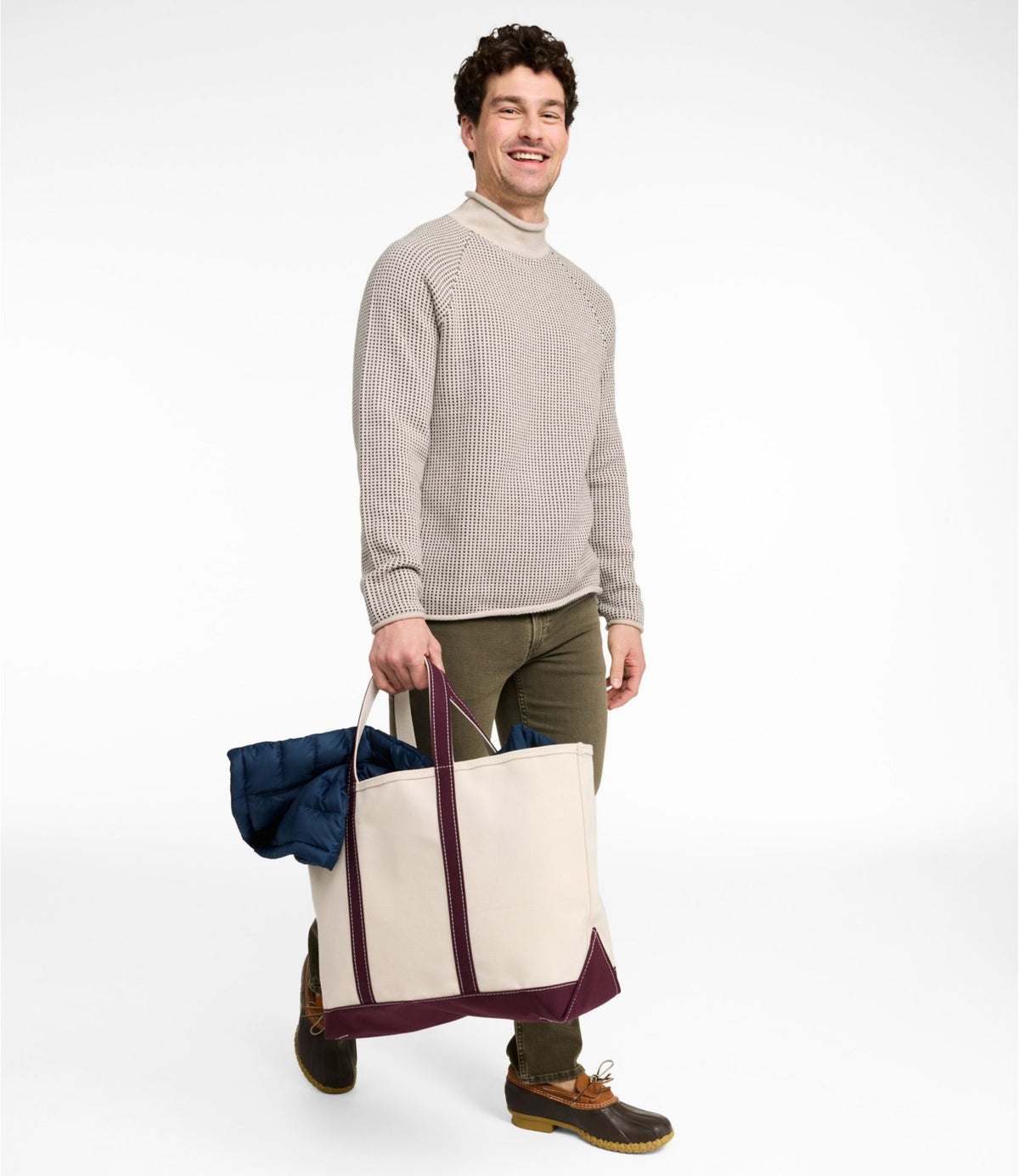 L.L.Bean Men's The Original Double L® Rollneck Sweater, Bird's-Eye Oatmeal Birdseye