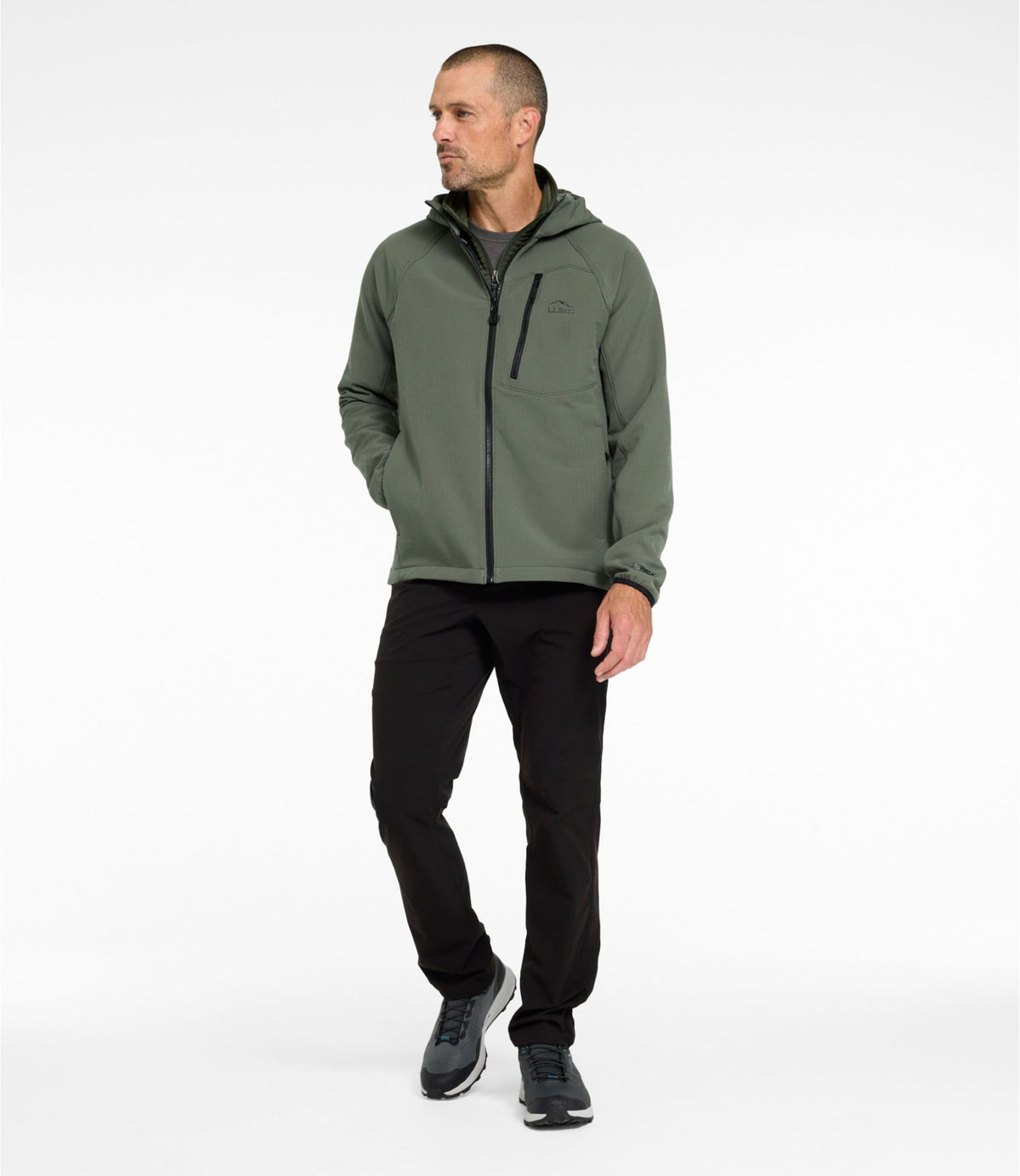 L.L.Bean Men's STORMEGA™ Softshell Hoodie Thyme