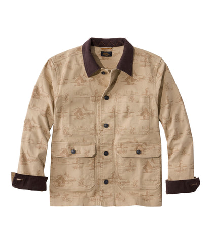 L.L.Bean Men's Signature Double L® Denim Barn Coat, Print Walnut Camping Scenic