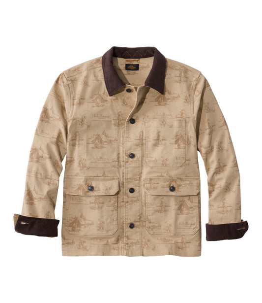 L.L.Bean Men's Signature Double L® Denim Barn Coat, Print Walnut Camping Scenic