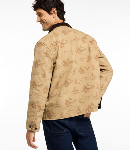 L.L.Bean Men's Signature Double L® Denim Barn Coat, Print Walnut Camping Scenic