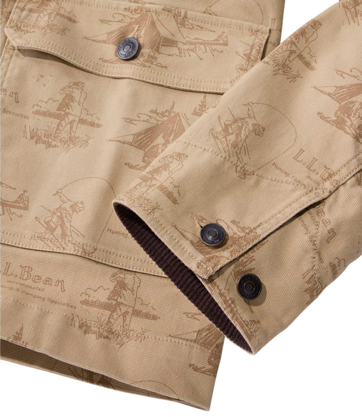 L.L.Bean Men's Signature Double L® Denim Barn Coat, Print Walnut Camping Scenic