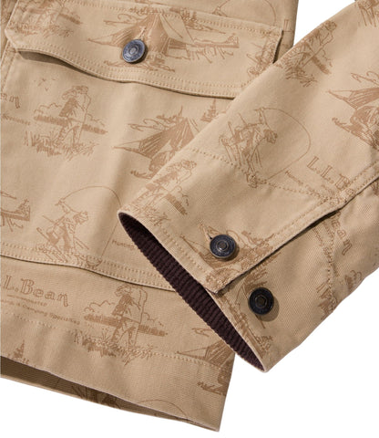 L.L.Bean Men's Signature Double L® Denim Barn Coat, Print Walnut Camping Scenic
