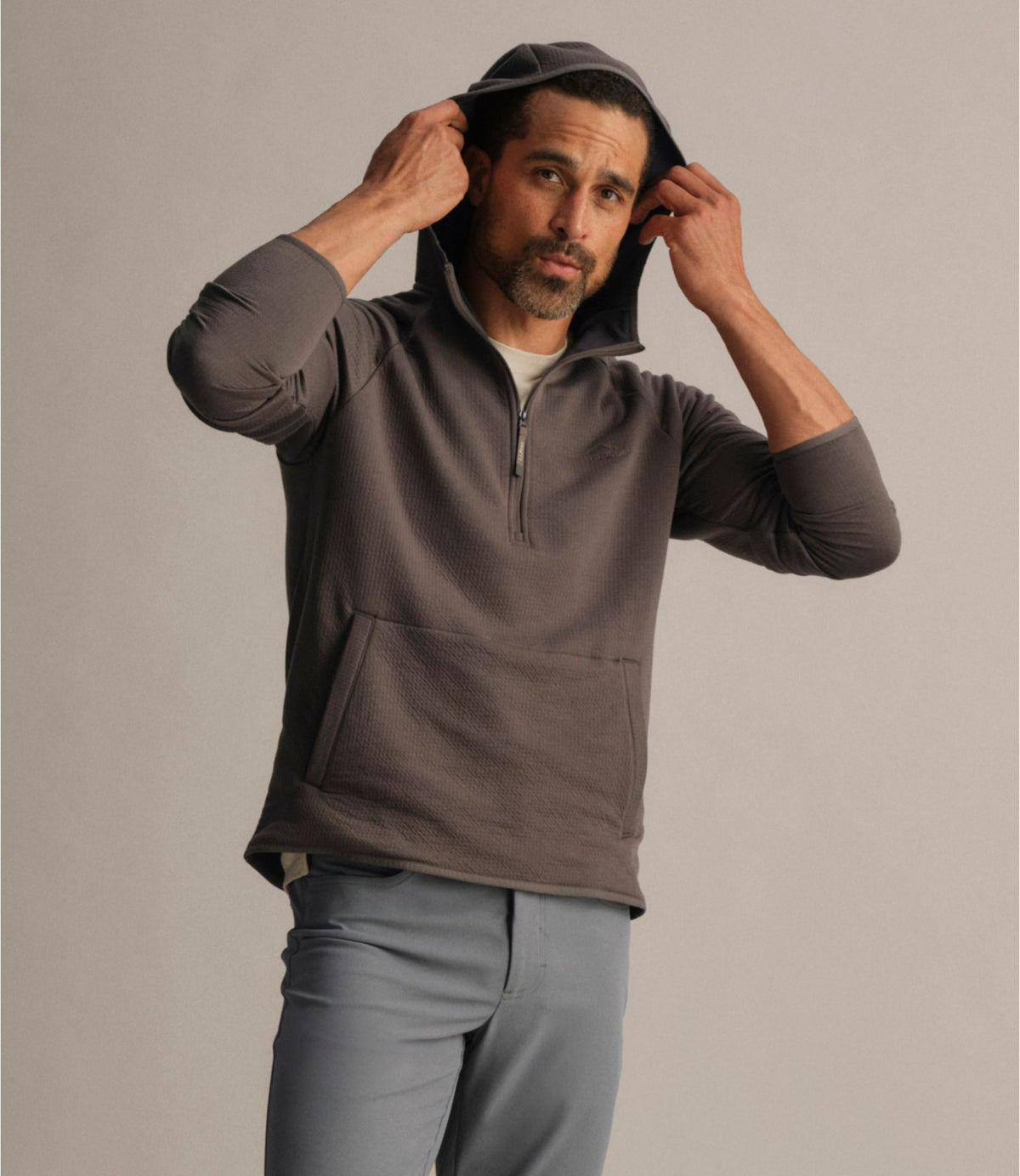 L.L.Bean Men's VentureTek 1/4 Zip Hoodie Dark Cinder