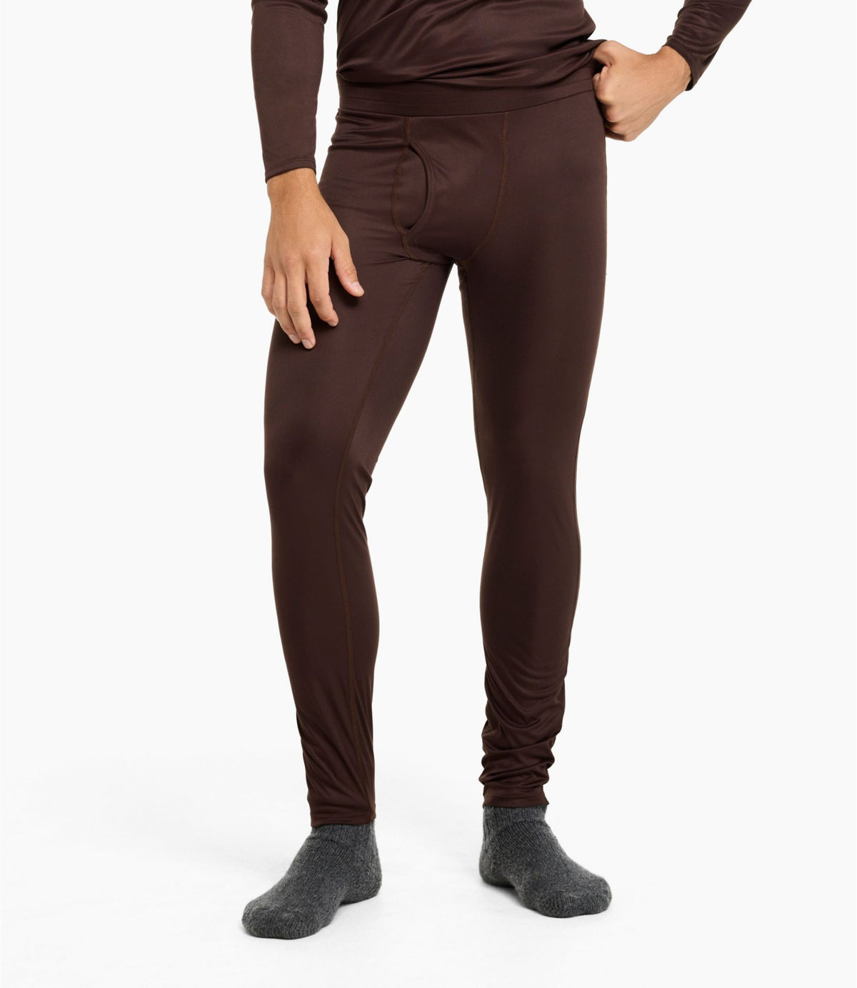 L.L.Bean Men's L.L.Bean Synthetic Silk Base Layer Pants Deepest Brown