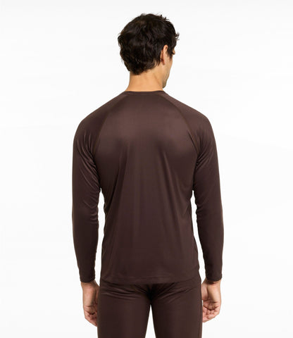 L.L.Bean Men's L.L.Bean Synthetic Silk Base Layer Top, Long-Sleeve Crew Deepest Brown