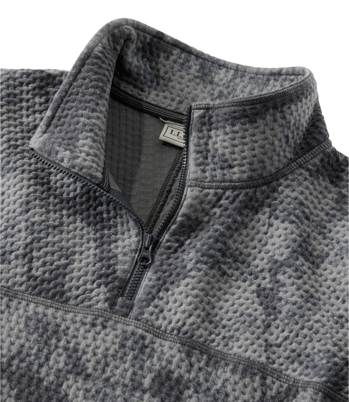 L.L.Bean Men's Ridgeknit Pullover, Quarter-Zip Print Black Caps