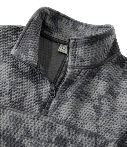 L.L.Bean Men's Ridgeknit Pullover, Quarter-Zip Print Black Caps