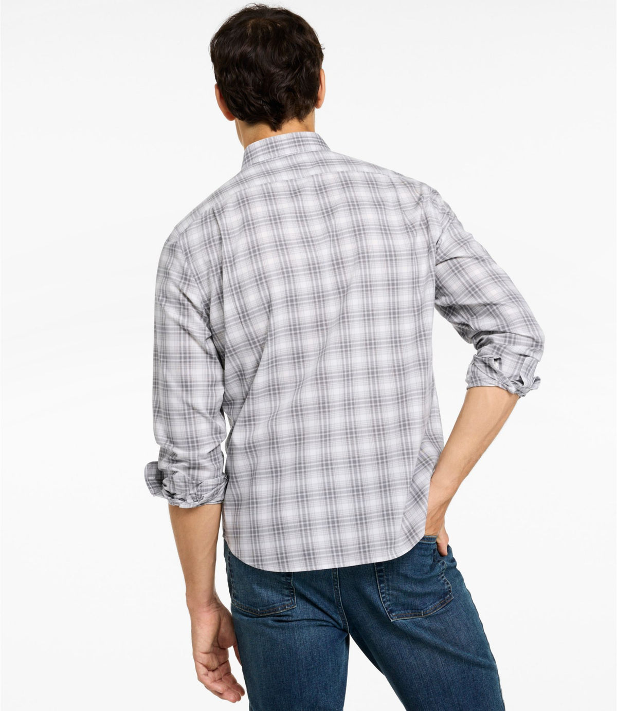 L.L.Bean Men's Wrinkle-Free Kennebunk Sport Shirt, Long-Sleeve, Slim Fit, Check Bering Blue