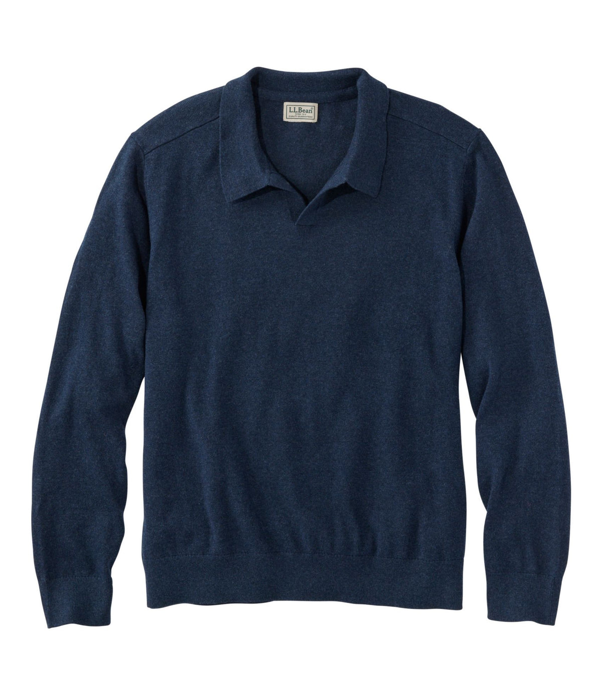 L.L.Bean Men's All Seasons Cotton Blend Sweater, Long-Sleeve Polo Classic Navy Heather