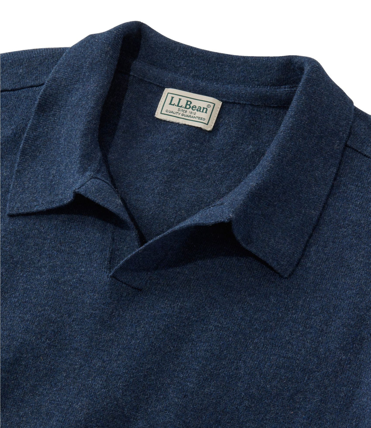 L.L.Bean Men's All Seasons Cotton Blend Sweater, Long-Sleeve Polo Classic Navy Heather