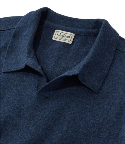 L.L.Bean Men's All Seasons Cotton Blend Sweater, Long-Sleeve Polo Classic Navy Heather