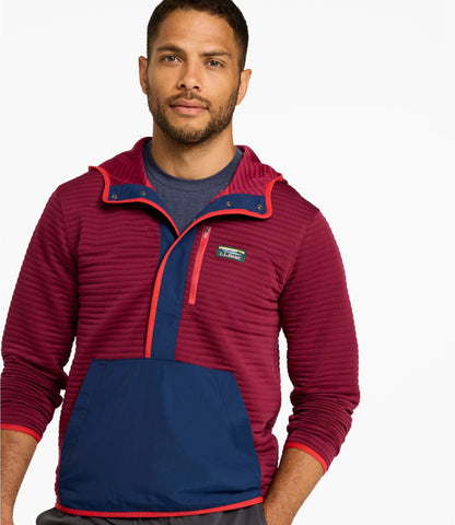 L.L.Bean Men's Airlight Knit Pullover Hoodie Bordeaux/Classic Navy