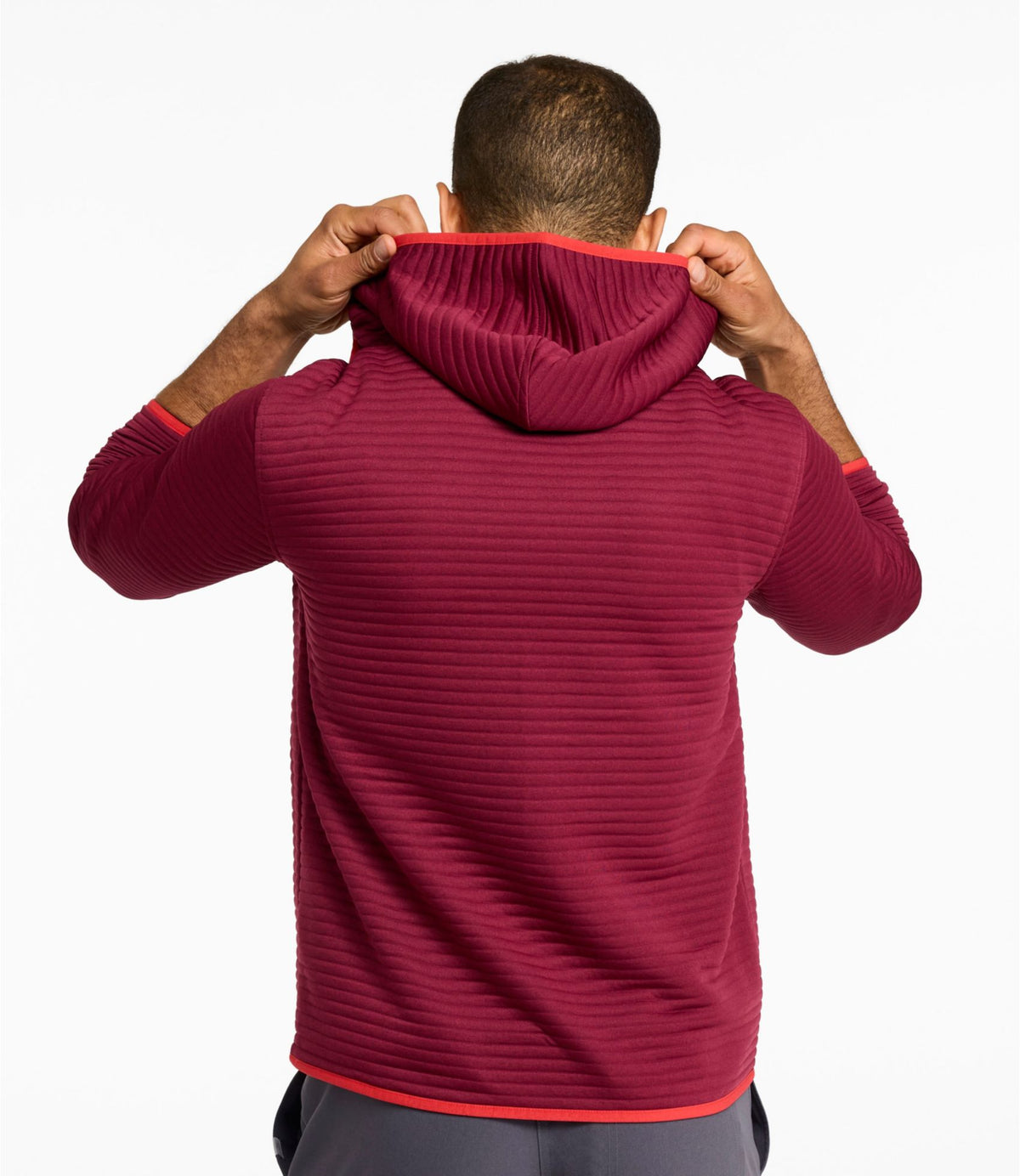 L.L.Bean Men's Airlight Knit Pullover Hoodie Bordeaux/Classic Navy