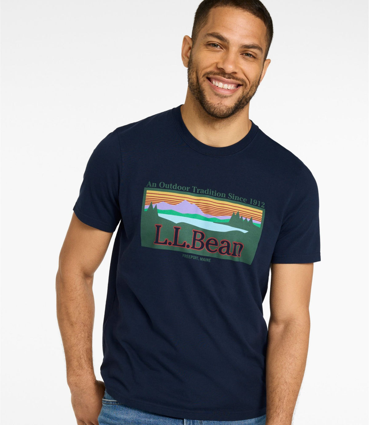 L.L.Bean Men's Mountain Classic Tee, Short-Sleeve Classic Navy