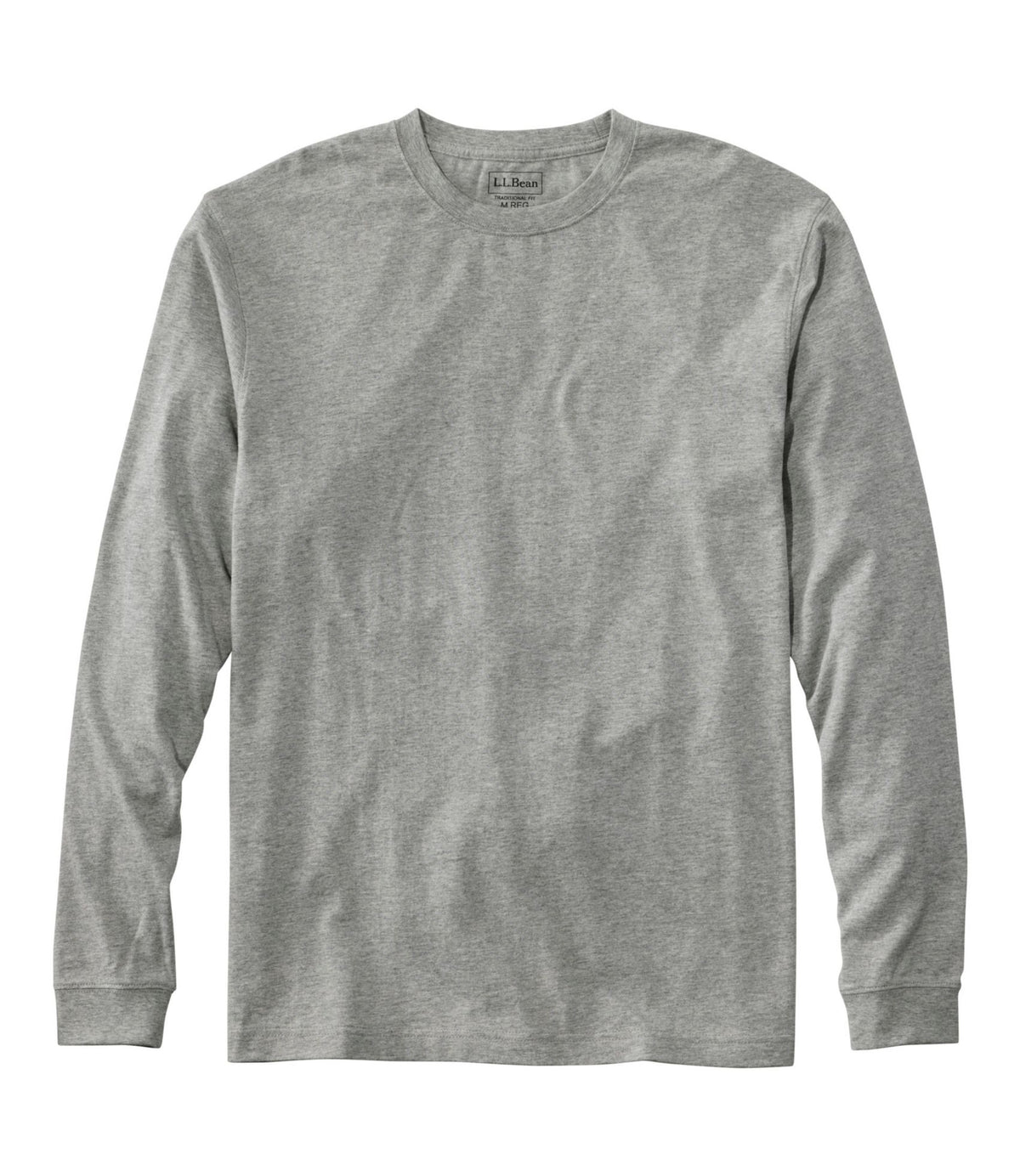 L.L.Bean Men's Carefree Unshrinkable Tee, Traditional Fit, Long-Sleeve Gray Heather