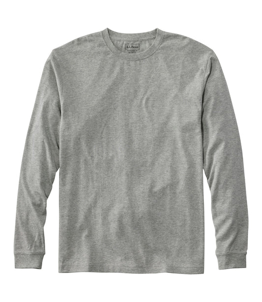 L.L.Bean Men's Carefree Unshrinkable Tee, Traditional Fit, Long-Sleeve Gray Heather