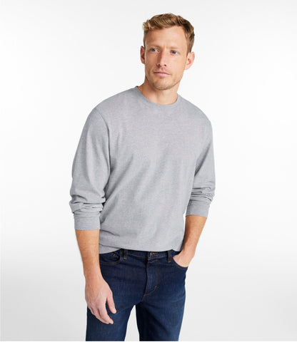 L.L.Bean Men's Carefree Unshrinkable Tee, Traditional Fit, Long-Sleeve Gray Heather