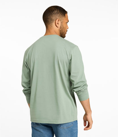 L.L.Bean Men's Carefree Unshrinkable Tee, Traditional Fit, Long-Sleeve Gray Heather
